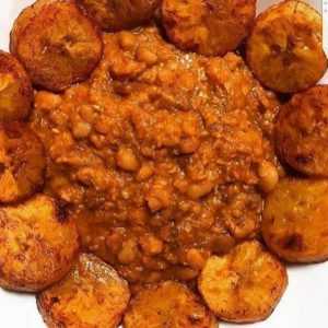 Stewed Beans with Fried Plantain